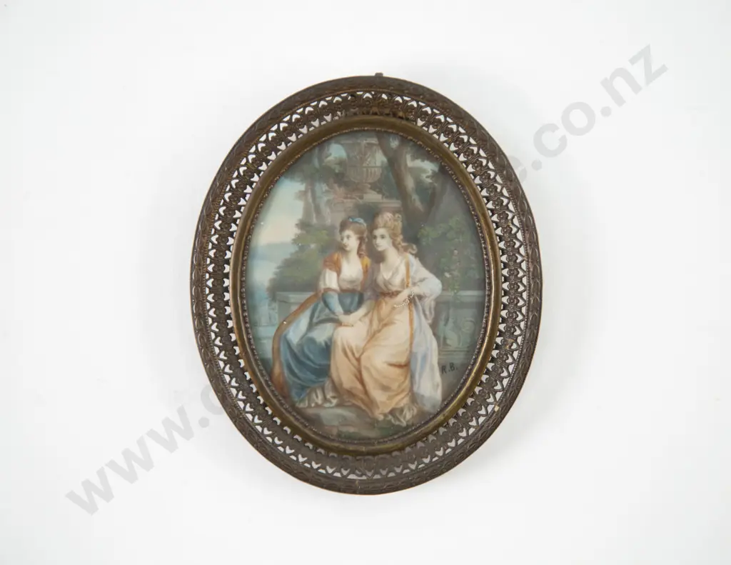 Late C19th Portrait Miniature Classical Scene in the Manner of Angelica Kauffman Image 1++
