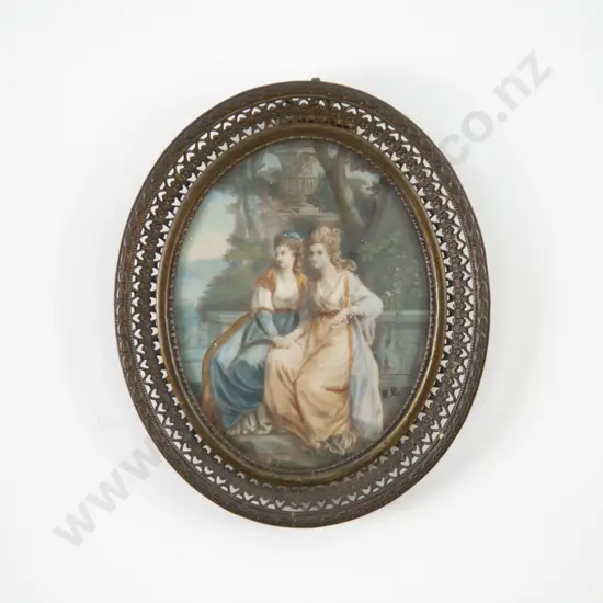 Late C19th Portrait Miniature Classical Scene in the Manner of Angelica Kauffman