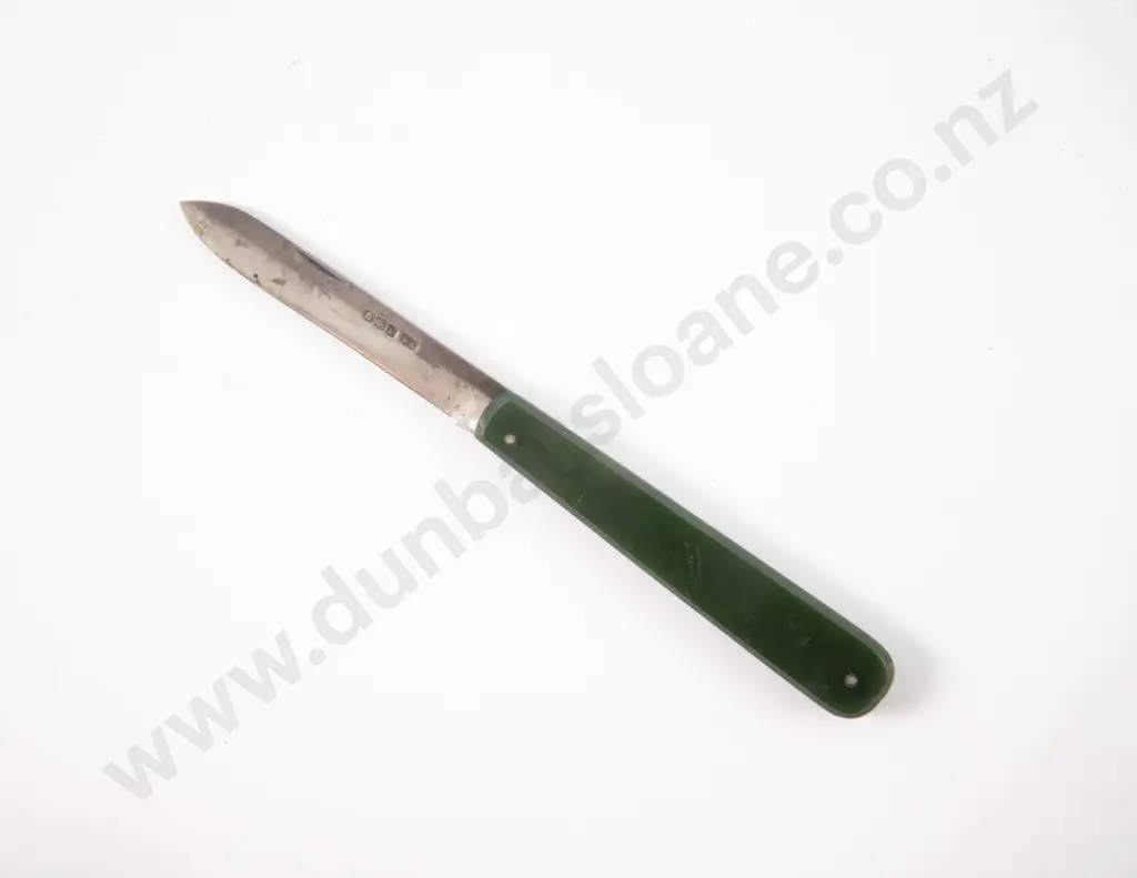 GeoV Greenstone and S/S Bladed Pocket Knife Image 1++