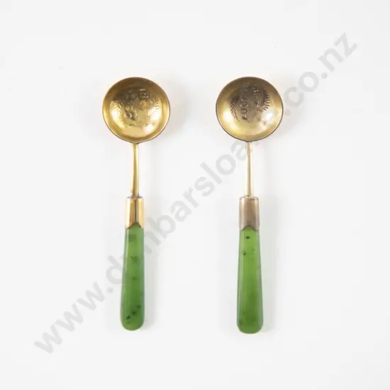 NZ Colonial Kohn Silver Gilt Salt Spoons