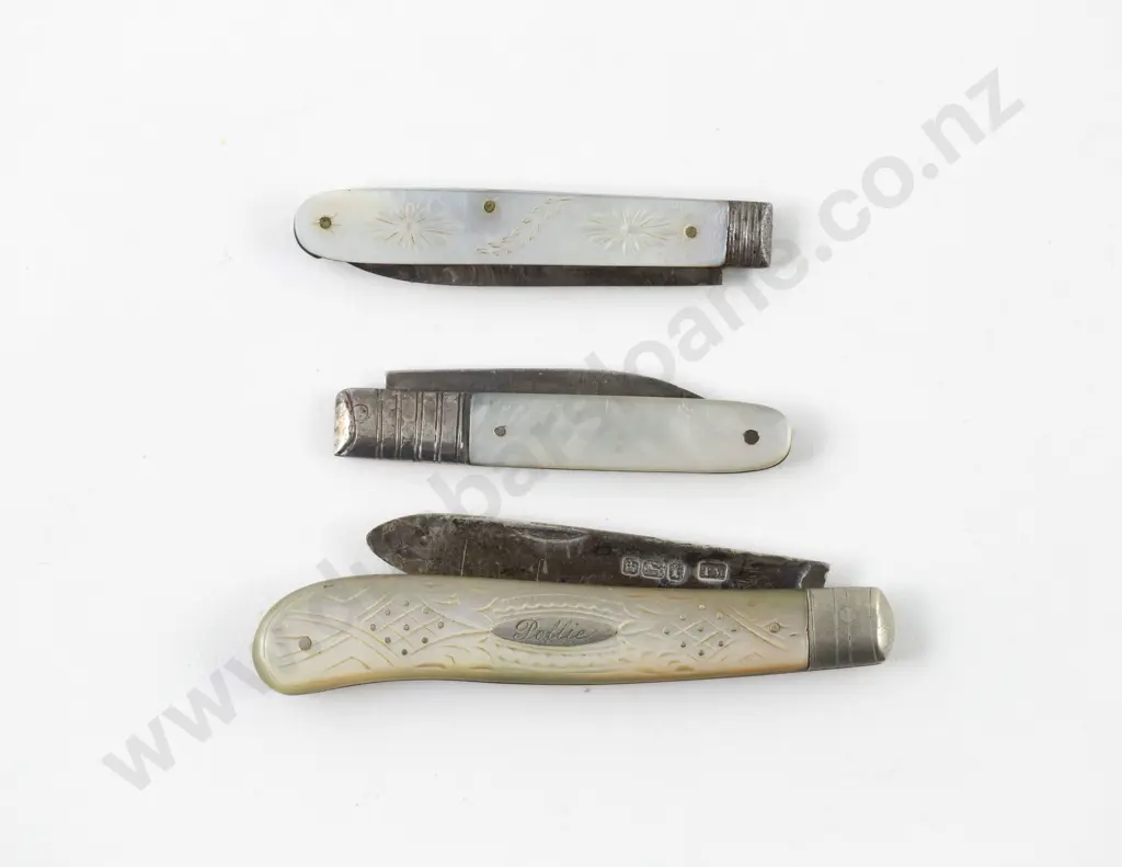 Three C19th S/S and MOP Pocket Knives Image 1++