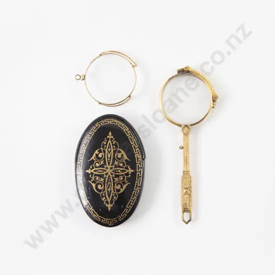 Victorian Monocle in Papier Mache Case