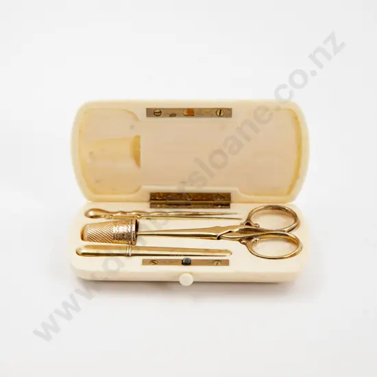 C19th French Ivory and Gold Sewing Etui