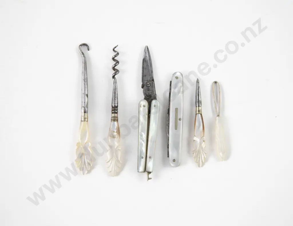 Victorian MOP Sewing Tools and Implements Image 1++
