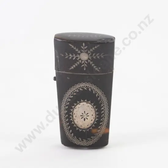 C19th Tortoise Shell Silver Inlaid Etui