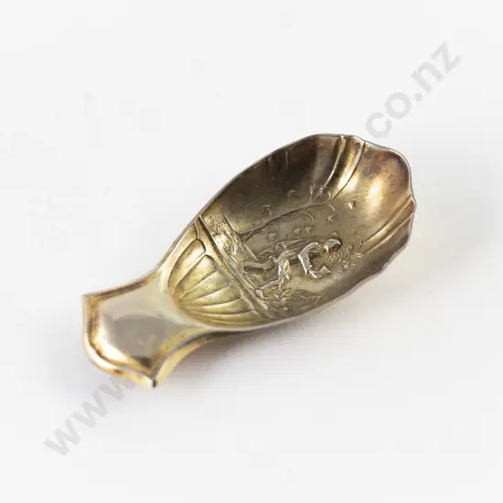 Geo V S/S Chinoiserie Pattern Embossed Bowl Tea Caddy Spoon