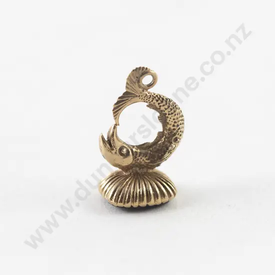 Victorian 9ct Gold Seal Fob Pendant with Moss Agate Panel