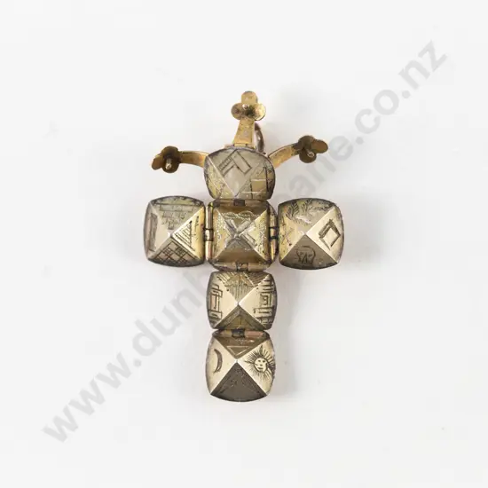 Antique 9ct and Silver Masonic Ball Pendant Fob