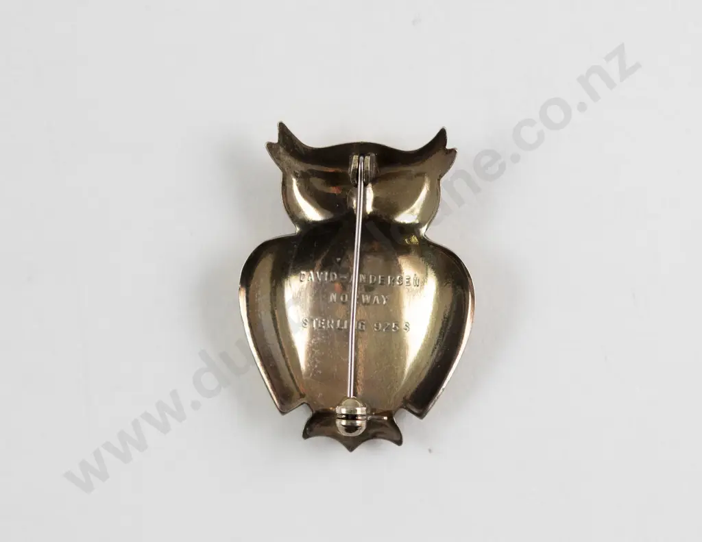 David Andersen Norway Sterling .925 & Enamel Owl Brooch Image 1++