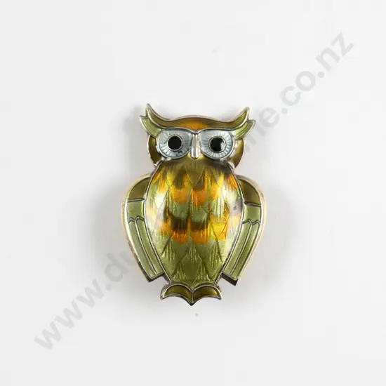 David Andersen Norway Sterling .925 & Enamel Owl Brooch