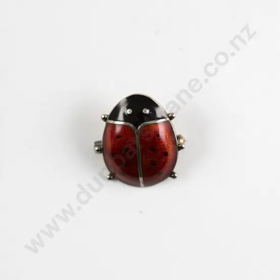 .925 Sterling Norway & Enamel Ladybug Brooch