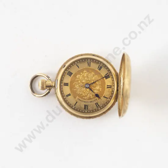 Baume Longines 18ct Hunter Cased Lever Wind Small Pocket Watch