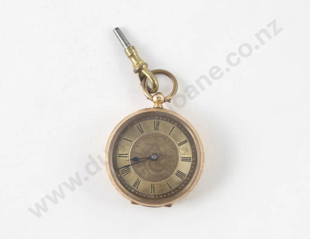 14ct Gold Cased Open Face Key Wind Small Pocket Watch Image 1++