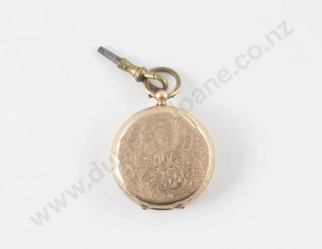 14ct Gold Cased Open Face Key Wind Small Pocket Watch Image 1++
