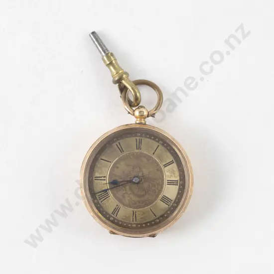 14ct Gold Cased Open Face Key Wind Small Pocket Watch