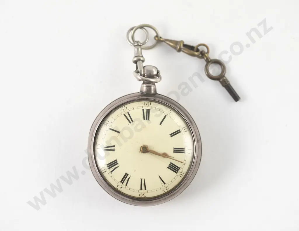 S/S Pair Cased Open Face Key Wind Pocket Watch Image 1++