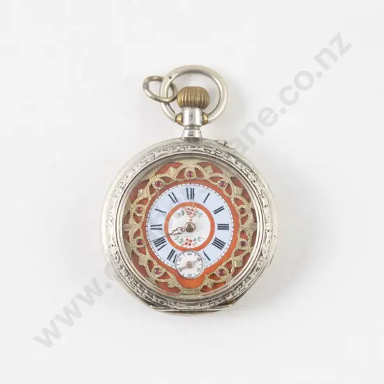 European .800 Silver Case Open Face Small Pocket Watch