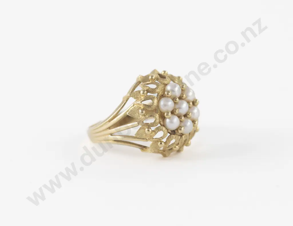 18ct Seven Stone Pearl Cluster Dress Ring Image 1++
