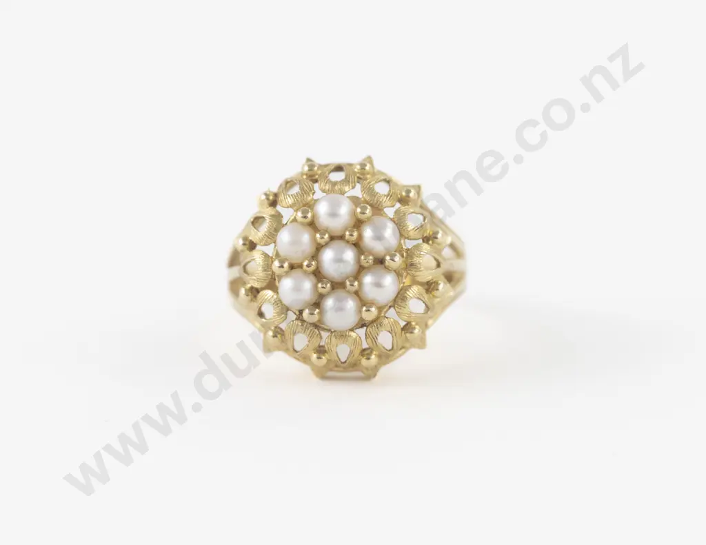 18ct Seven Stone Pearl Cluster Dress Ring Image 1++