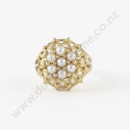 18ct Seven Stone Pearl Cluster Dress Ring
