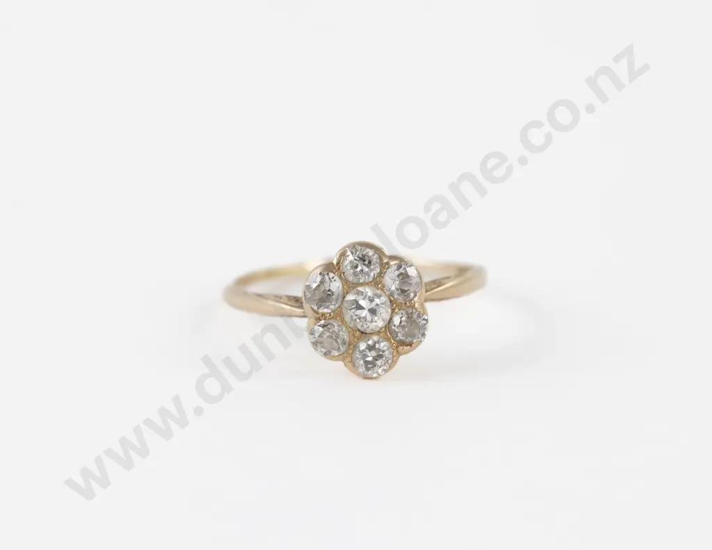 14ct Seven Stone Diamond Floret Cluster Ring Image 1++