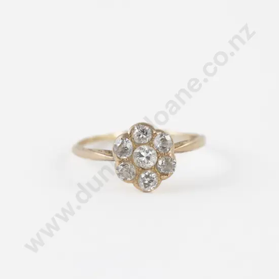 14ct Seven Stone Diamond Floret Cluster Ring