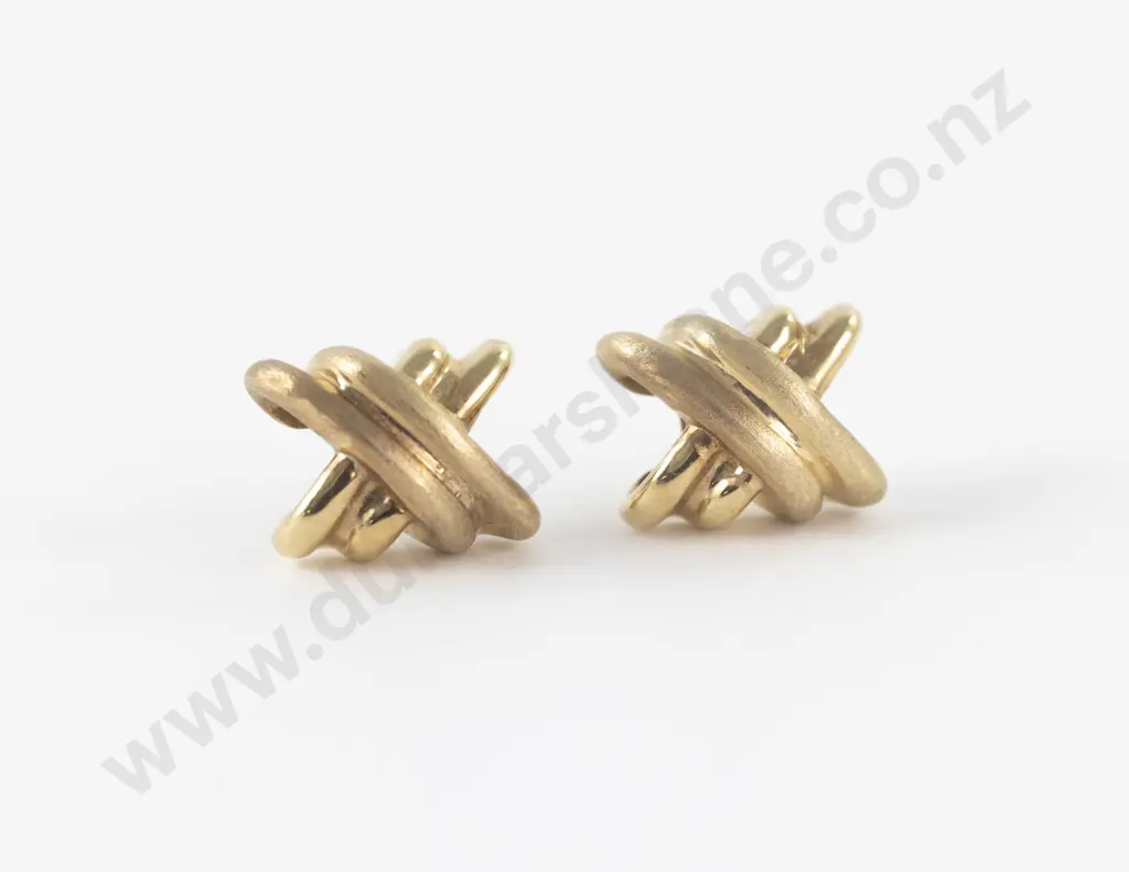 Pair 18ct Modern Stud Earrings Image 1++