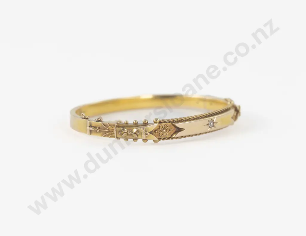 15ct Single Diamond Hinged Fancy Snap Bangle Image 1++