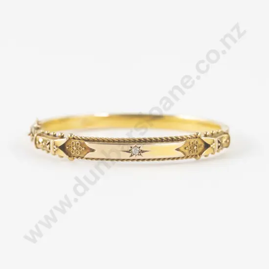 15ct Single Diamond Hinged Fancy Snap Bangle