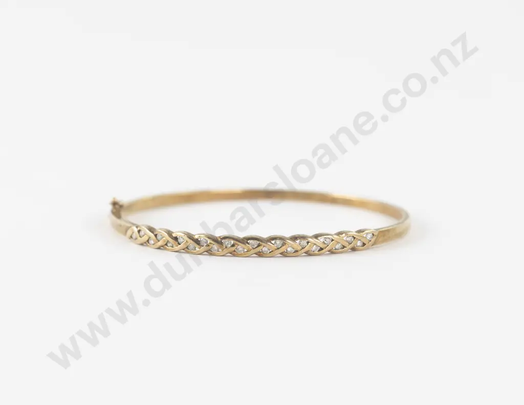 9ct 22stone Diamond Hinged Snap Bangle Image 1++