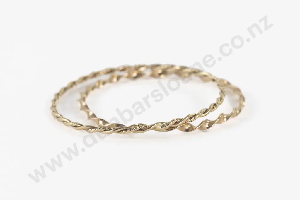 Two 9ct Twist Design Bangles Image 1++