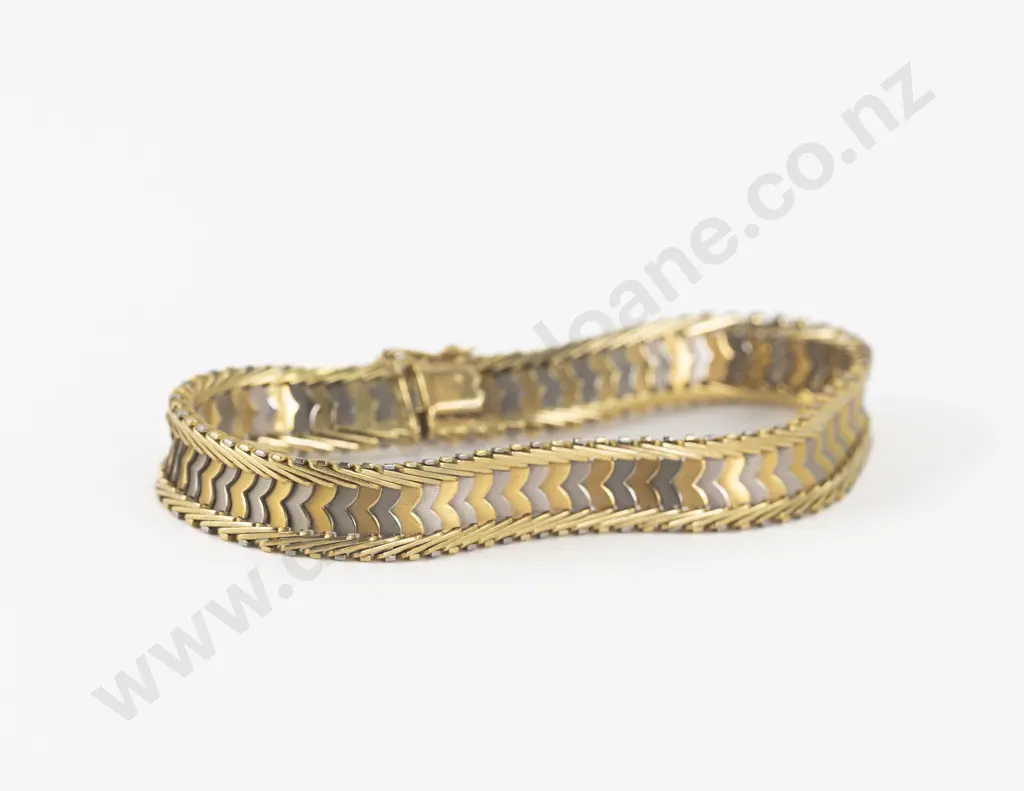 18ct Tri-Colour Fancy Snake Link Gold Bracelet Image 1++