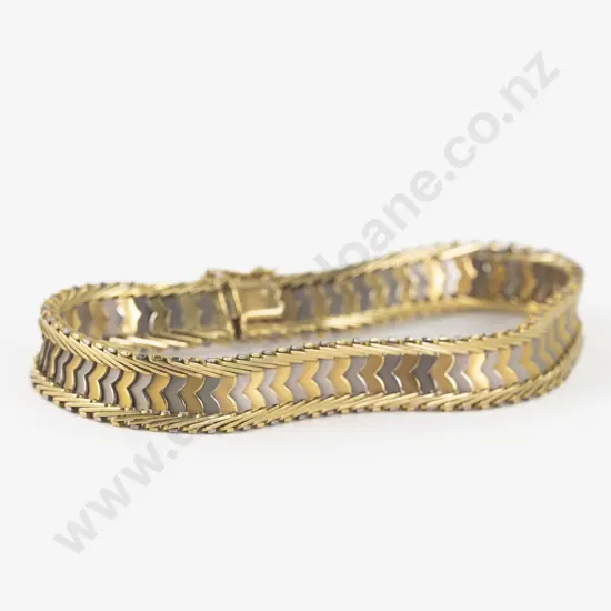 18ct Tri-Colour Fancy Snake Link Gold Bracelet