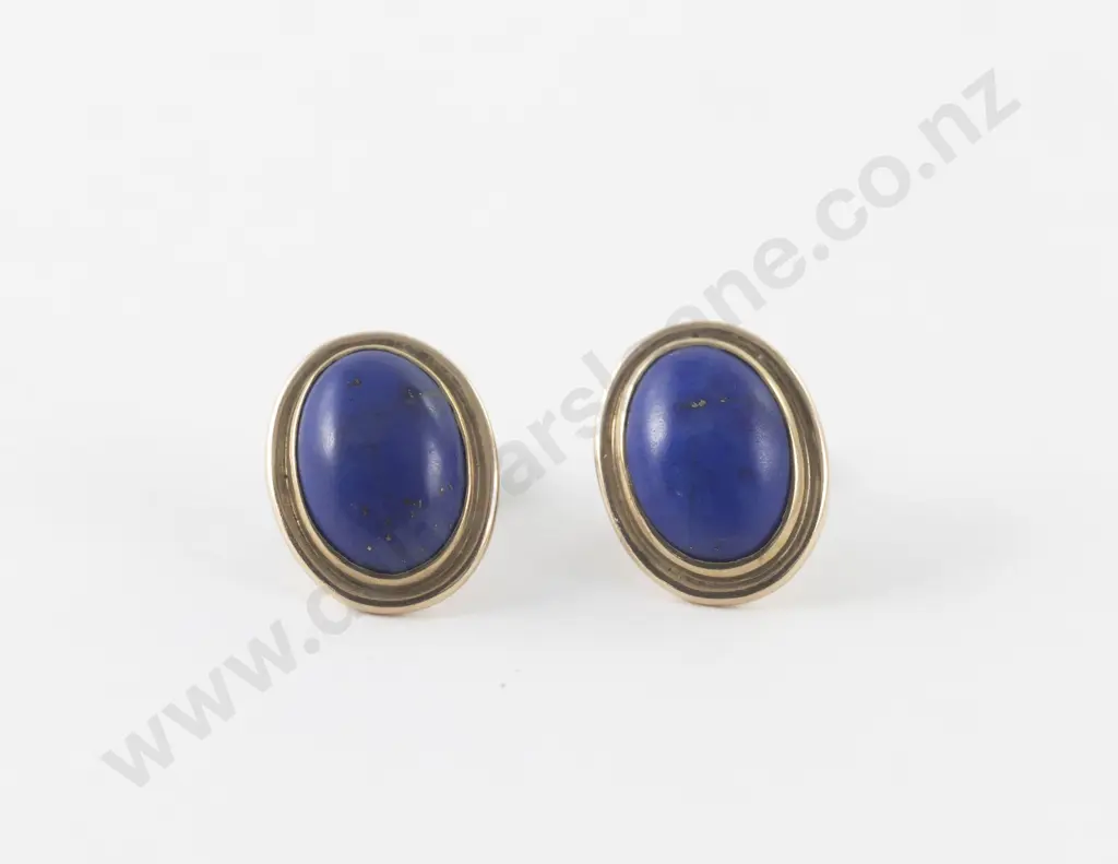 Pair 14ct Lapis Lazuli Stud Earrings Image 1++