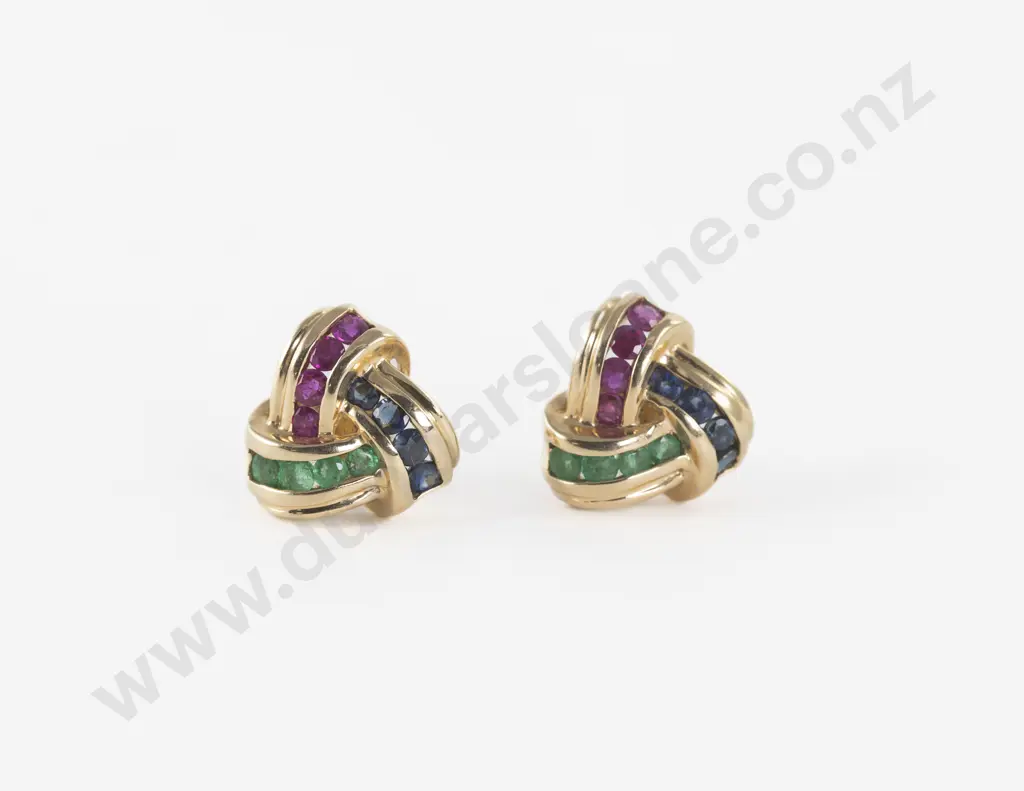 14ct Ruby Emerald and Sapphire Stud Earrings Image 1++