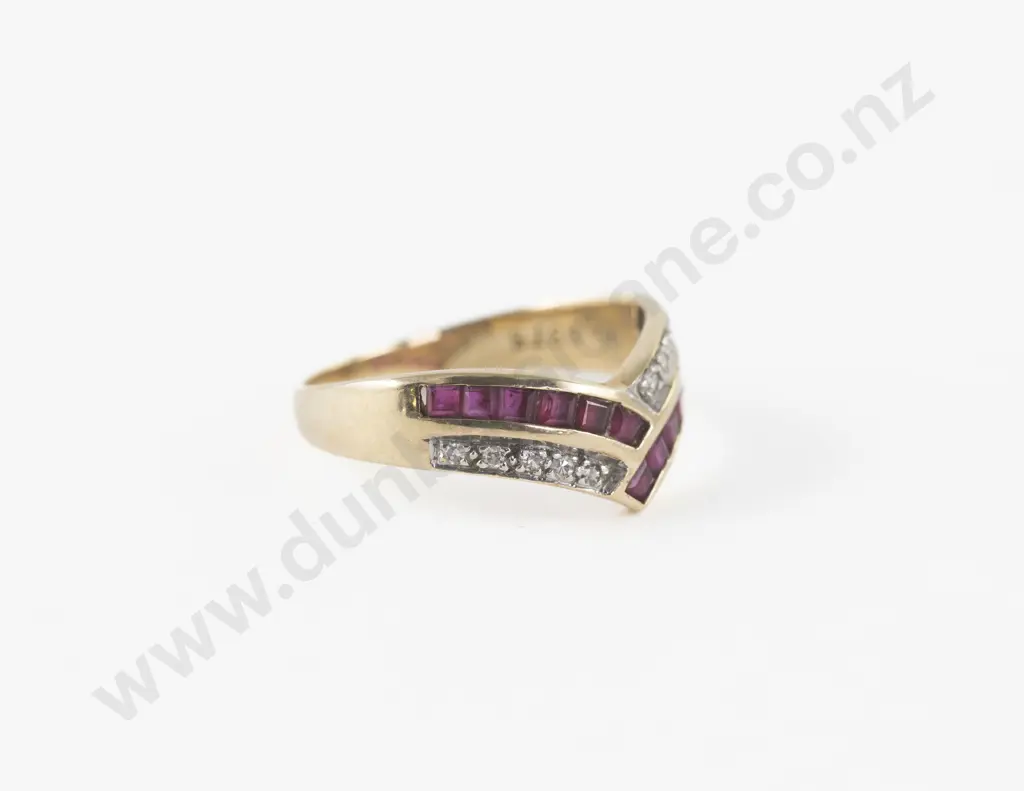 9ct 23stone Ruby and Diamond Fancy Band Ring Image 1++