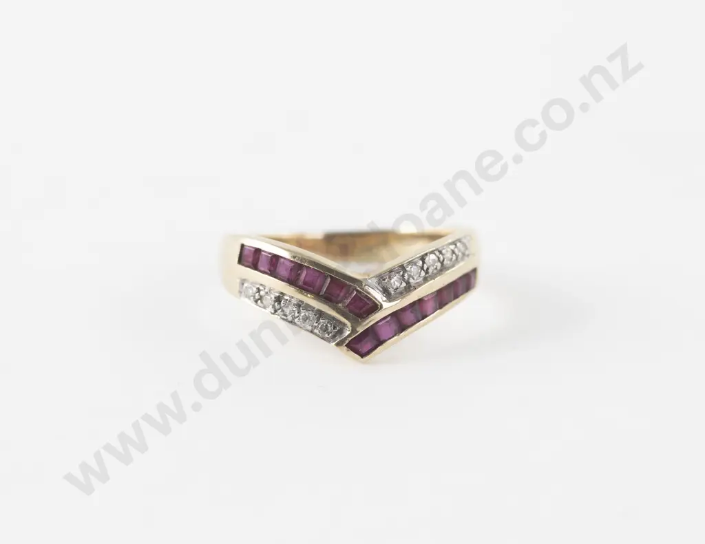 9ct 23stone Ruby and Diamond Fancy Band Ring Image 1++