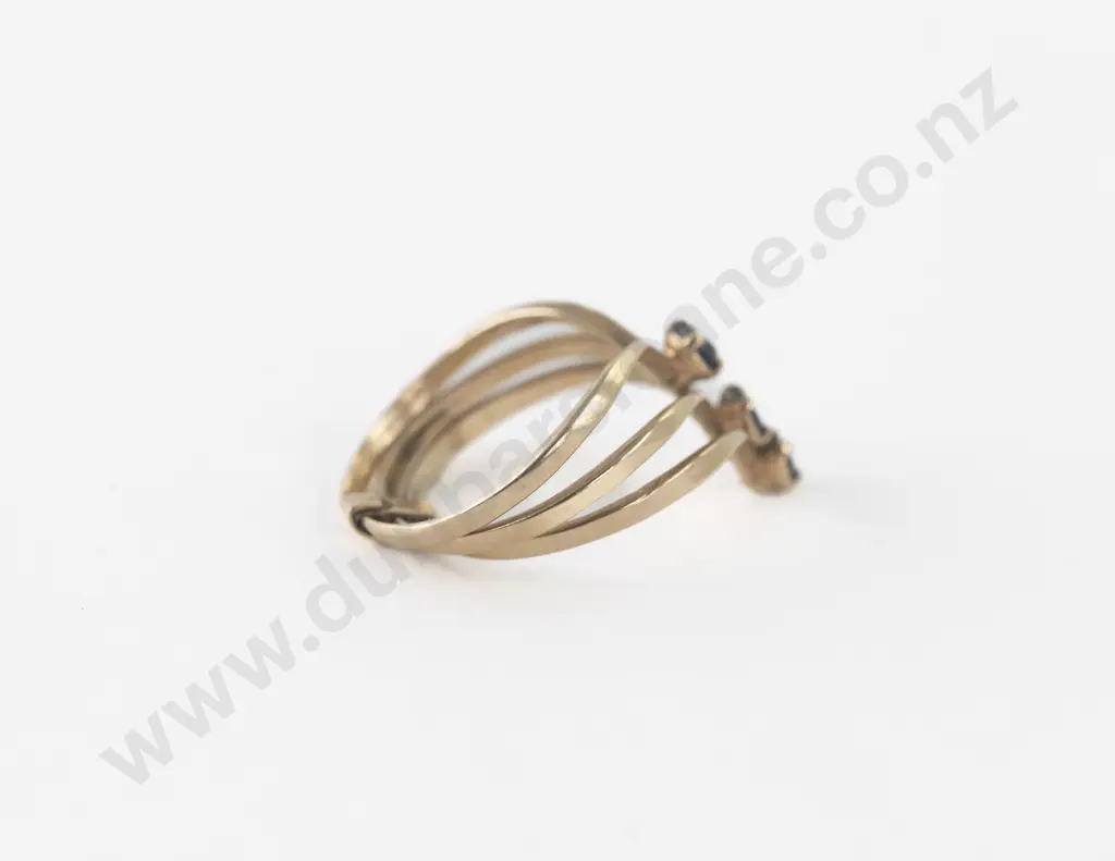 14ct Triple Band Three Stone Sapphire Ring Image 1++