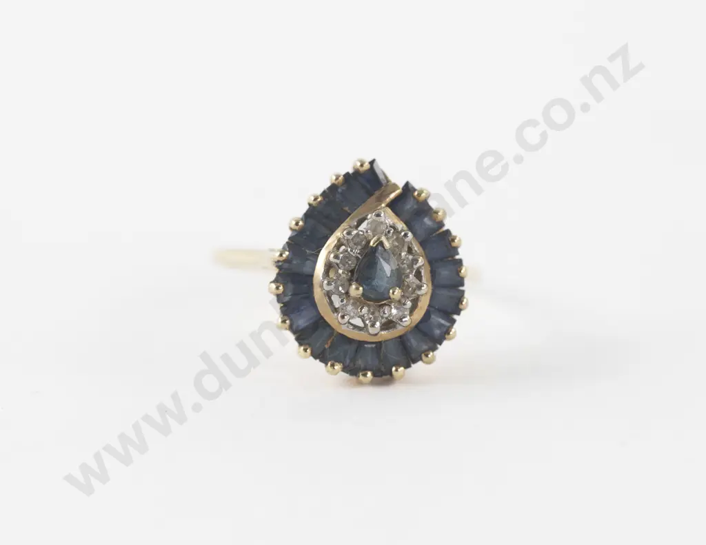 9ct 29stone Sapphire and Diamond Cluster Ring Image 1++