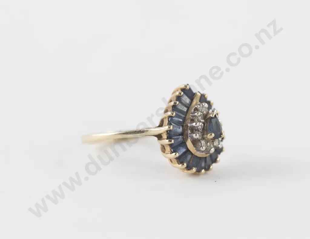 9ct 29stone Sapphire and Diamond Cluster Ring Image 1++