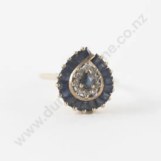 9ct 29stone Sapphire and Diamond Cluster Ring
