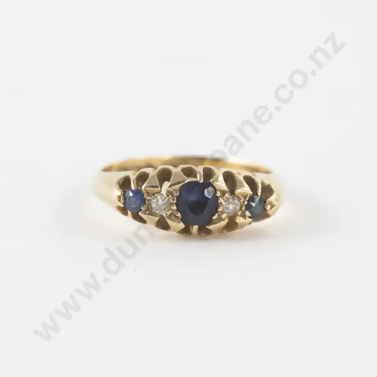 18ct Five Stone Sapphire and Diamond Bridge Ring