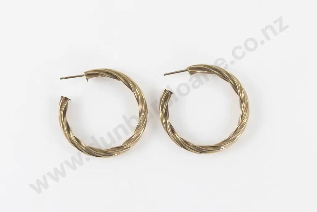 Pair 9ct Hoop Earrings Image 1++