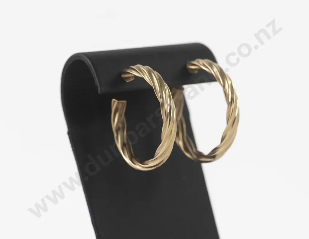 Pair 9ct Hoop Earrings Image 1++