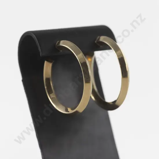 Pair 9ct Plain Hoop Earrings