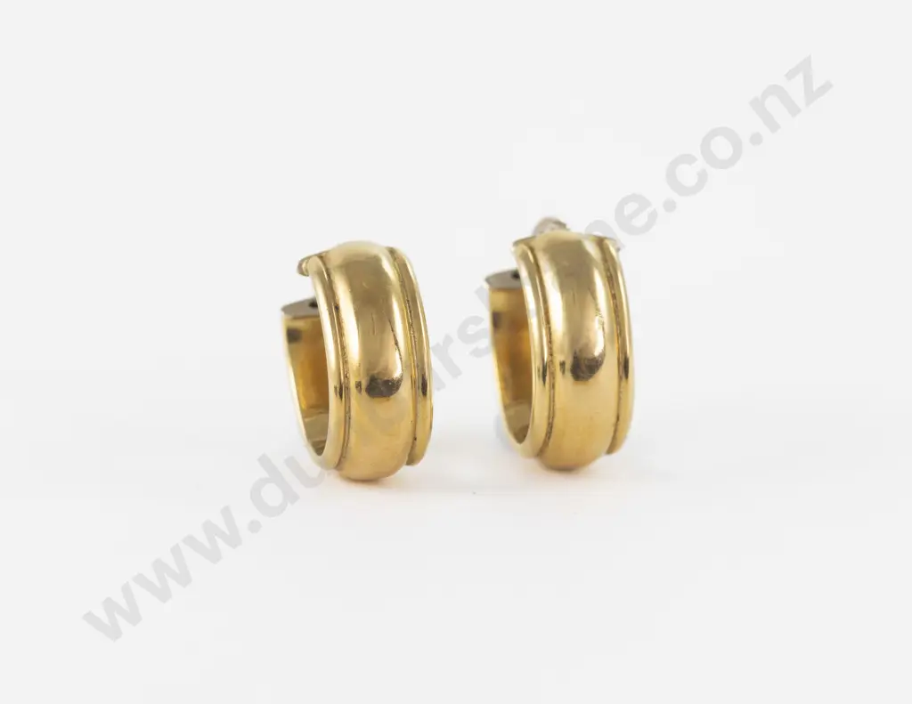 Pair 18ct Modern Plain Hoop Earrings Image 1++