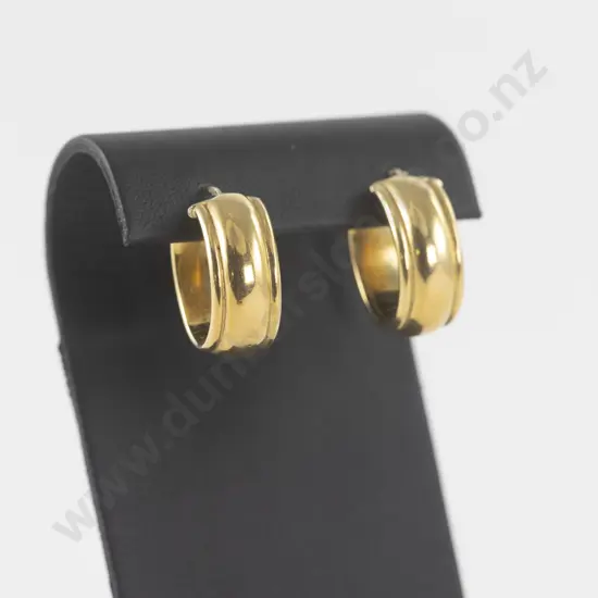 Pair 18ct Modern Plain Hoop Earrings