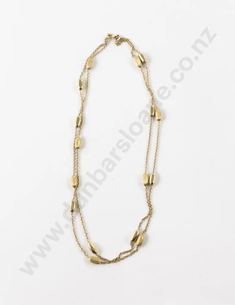 14ct Fine Double Trace Link and Beaded Neck Chain Image 1++