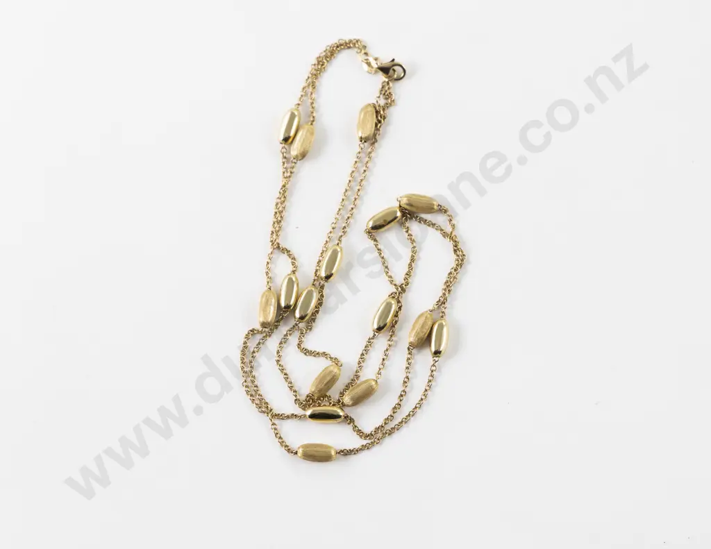 14ct Fine Double Trace Link and Beaded Neck Chain Image 1++