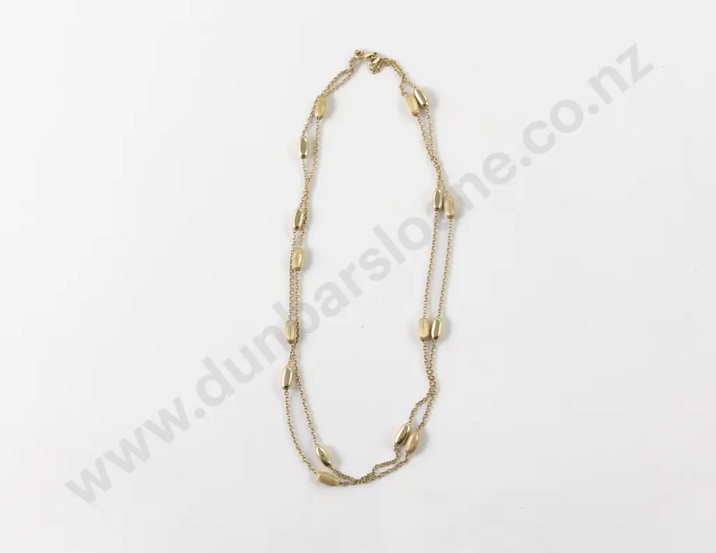 14ct Fine Double Trace Link and Beaded Neck Chain Image 1++